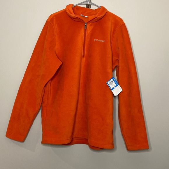 NEW! Columbia Men's Cliff Ridge EXS Half Zip Orange Fleece Pullover Size Large - Picture 1 of 4